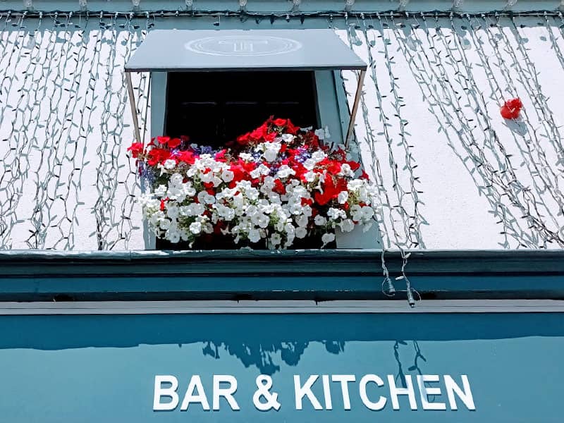 Liffey Vale Nurseries Floral Displays - Pub window sill filled with flowers